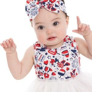 Disney Minnie Mouse Patriotic Baby Tutu Dress Headband Set